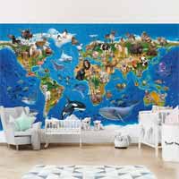 Kindertapete - Weltkarte
