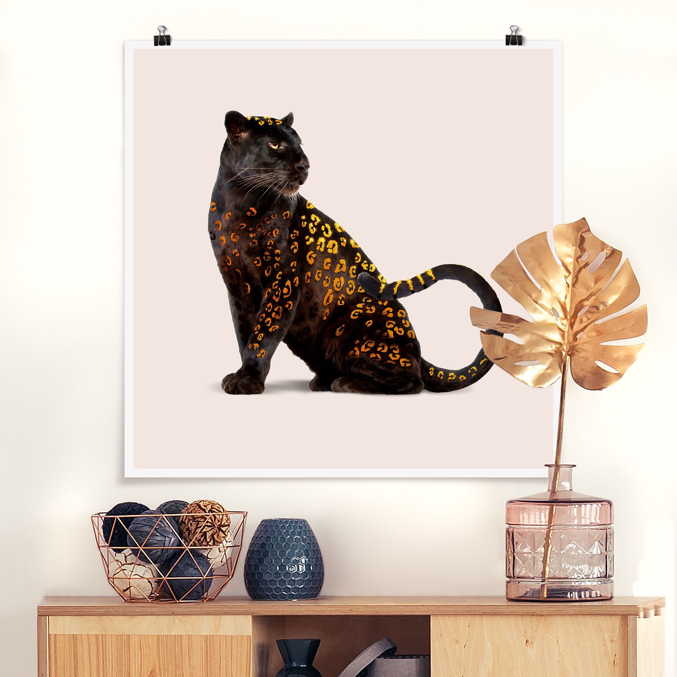 Goldener Panther Poster als Quadrat kaufen | Poster