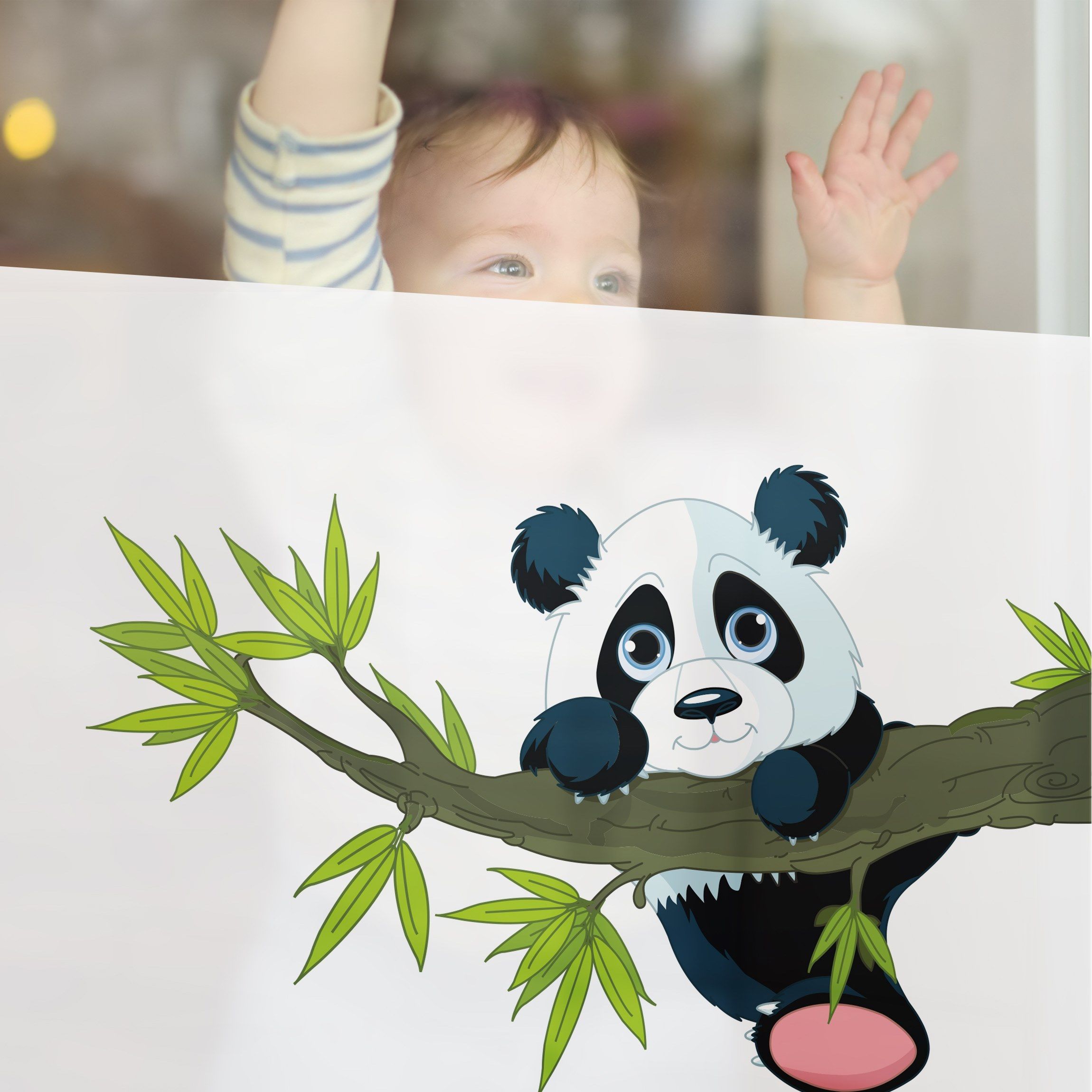 Kletternder Sichtschutz - - Fensterfolie Fensterbilder Panda -