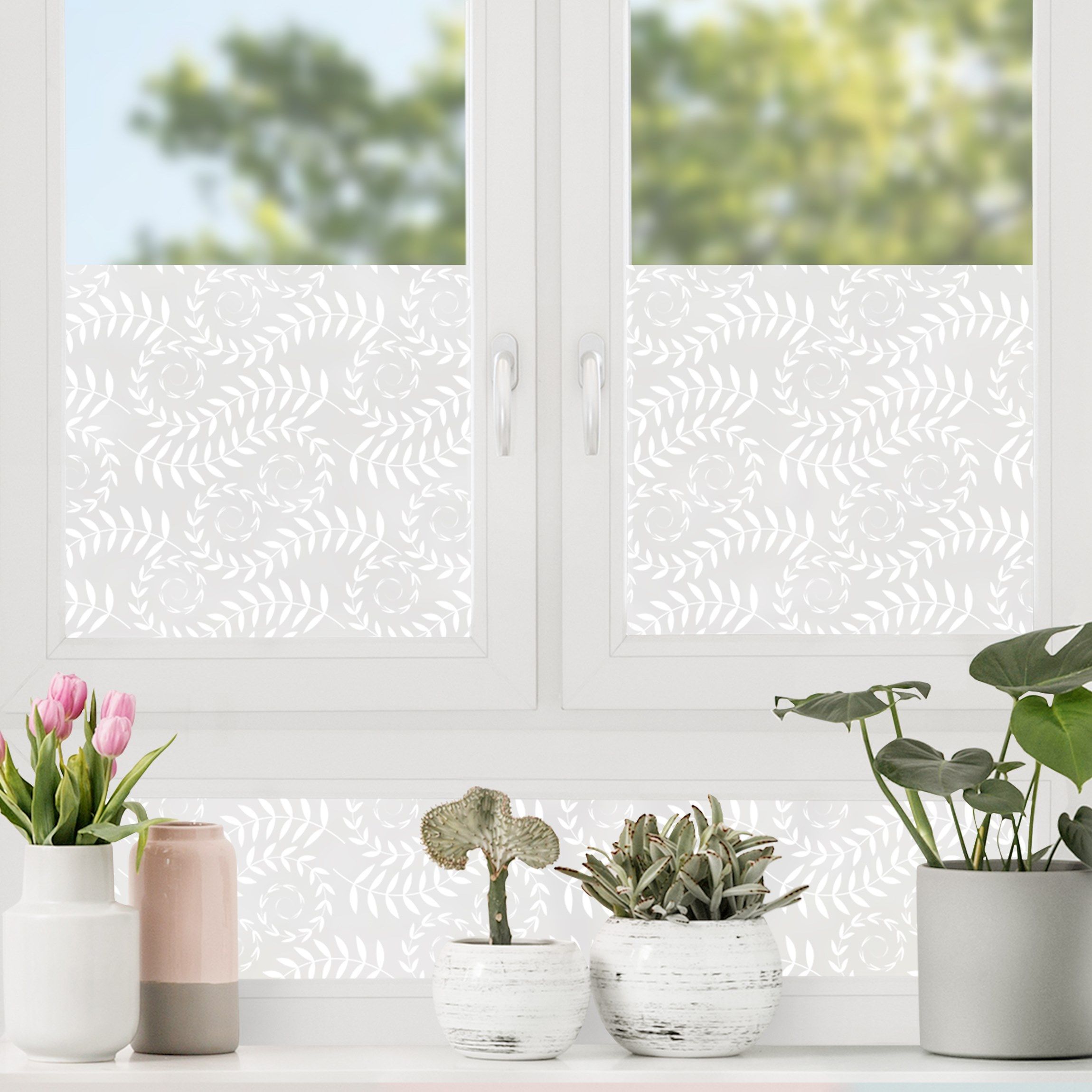 Fenster Sichtschutz Folie mit Blumenmotiv - Maßanfertigung - Musterladen