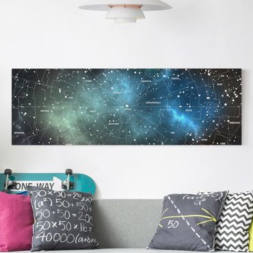 Leinwandbild - Sternbilder Karte Galaxienebel - Panorama Quer