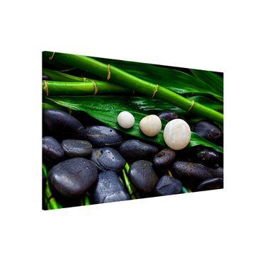 Magnettafel - Grüner Bambus mit Zen Steinen - Memoboard Querformat 2:3