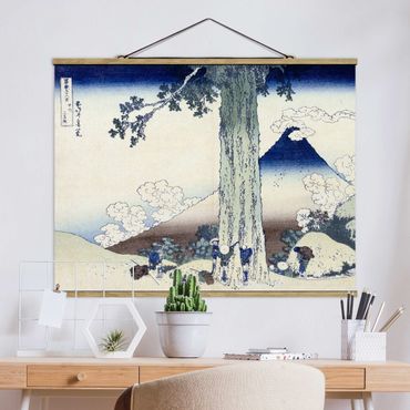 Stoffbild mit Posterleisten - Katsushika Hokusai - Mishima Pass in der Provinz Kai - Querformat 4:3