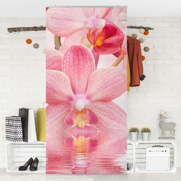 Raumteiler - Rosa Orchideen auf Wasser 250x120cm