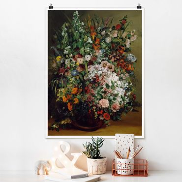 Poster - Gustave Courbet - Blumenstrauß in Vase - Hochformat 3:4