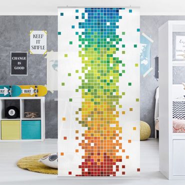 Raumteiler Kinderzimmer - Pixel-Regenbogen 250x120cm