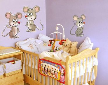 Wandtattoo Babyzimmer No.73 Mäuse Set