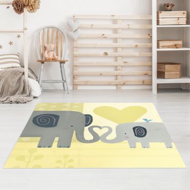 Vinyl-Teppich - Mama und ich - Elefanten - Quadrat 1:1