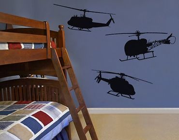 Wandtattoo Kinderzimmer No.SF517 Bell Helicopter Set