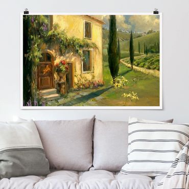 Poster - Italienische Landschaft - Zypresse - Querformat 2:3