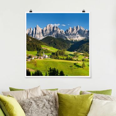 Poster - Geislerspitzen in Südtirol - Quadrat 1:1
