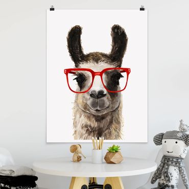 Poster - Hippes Lama mit Brille II - Hochformat 3:4