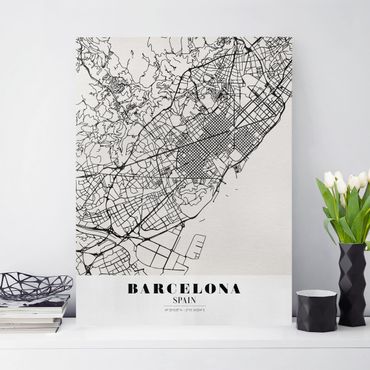 Leinwandbild - Stadtplan Barcelona - Klassik - Hochformat 4:3