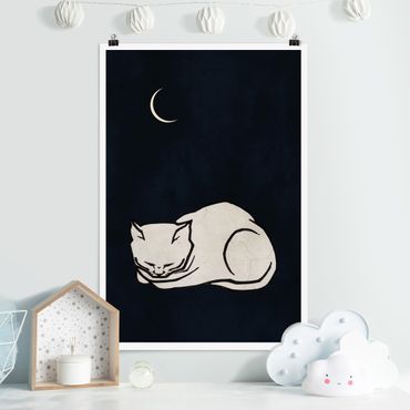 Poster - Schlafende Katze Illustration - Hochformat 3:2
