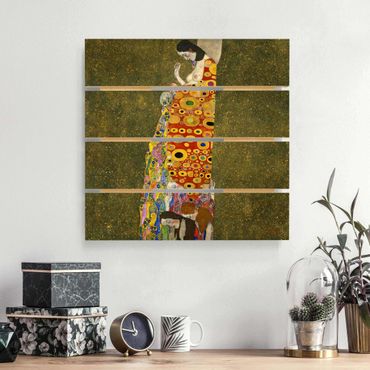 Holzbild - Gustav Klimt - Die Hoffnung II - Quadrat 1:1