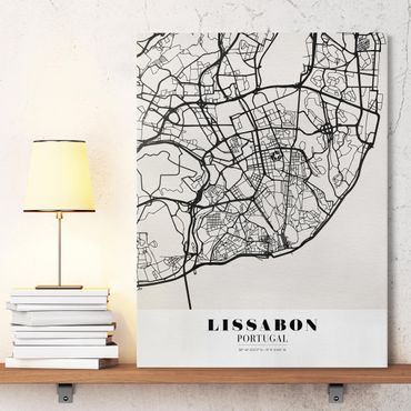 Leinwandbild - Stadtplan Lissabon - Klassik - Hochformat 4:3