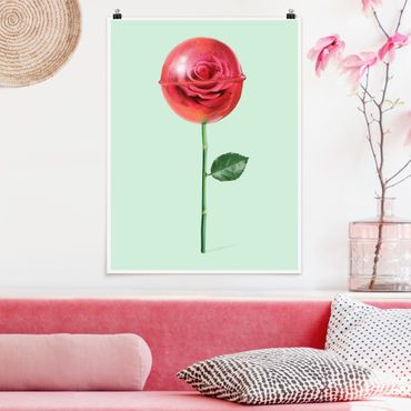 Poster - Jonas Loose - Rose mit Lollipop - Hochformat 4:3