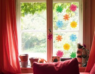 Fensterfolie - Fenstersticker - No.EG23 Kleine Sommerblüten - Fensterbilder Frühling