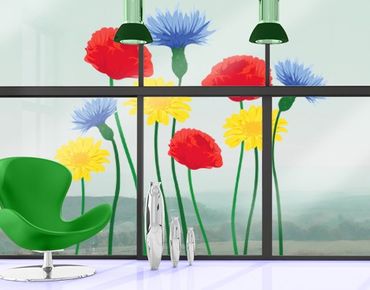 Fensterfolie - Fenstersticker - No.IS54 Sommerblumen - Fensterbilder Frühling