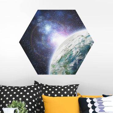 Hexagon Bild Alu-Dibond - Galaxy Light