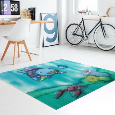 Vinyl-Teppich - Der Regenbogenfisch - Zwei Fischfreunde unterwegs - Quadrat 1:1