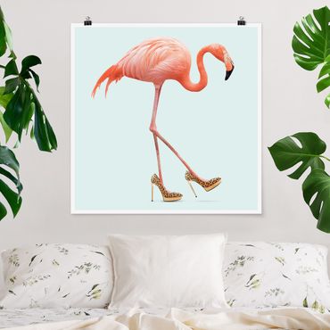 Poster - Jonas Loose - Flamingo mit High Heels - Quadrat 1:1