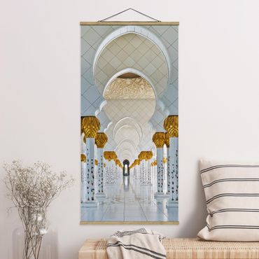 Stoffbild mit Posterleisten - Moschee in Abu Dhabi - Hochformat 1:2