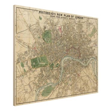 Holzbild - Vintage Stadtplan London - Querformat 3:4