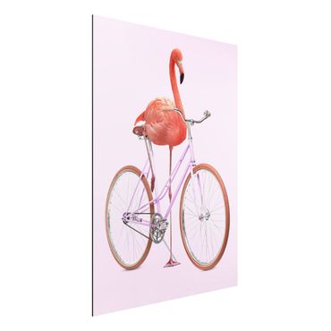 Aluminium Print - Jonas Loose - Flamingo mit Fahrrad - Hochformat 4:3