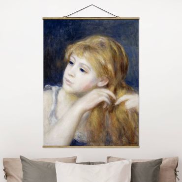 Stoffbild mit Posterleisten - Auguste Renoir - Kopf eines Mädchens - Hochformat 3:4