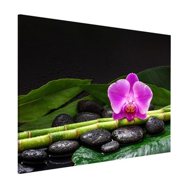 Magnettafel - Grüner Bambus mit Orchideenblüte - Memoboard Querformat 3:4
