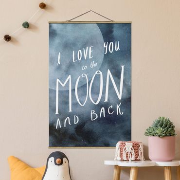 Stoffbild mit Posterleisten - Himmlische Liebe - Mond - Hochformat 2:3