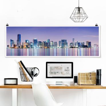 Poster - Purple Miami Beach - Panorama Querformat