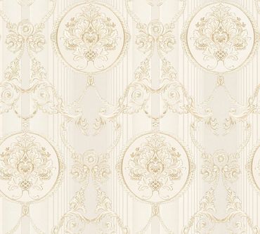A.S. Création Mustertapete Hermitage 10 in Beige, Creme, Metallic