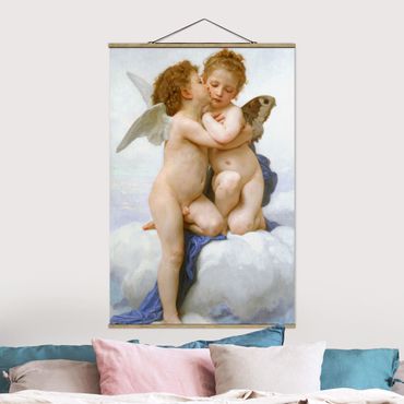 Stoffbild mit Posterleisten - William Adolphe Bouguereau - Der erste Kuss - Hochformat 2:3