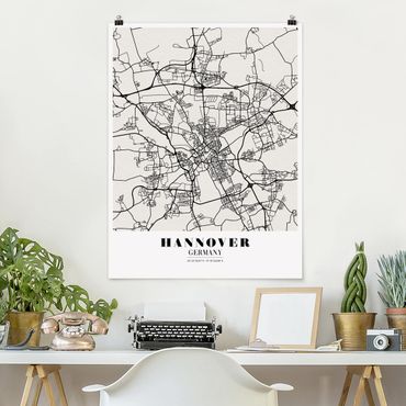 Poster - Stadtplan Hannover - Klassik - Hochformat 3:4