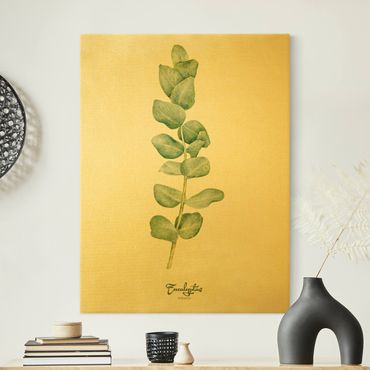 Leinwandbild Gold - Aquarell Botanik Eukalyptus - Hochformat 3:4