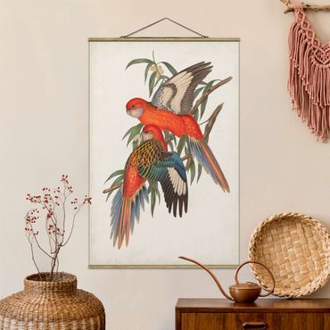 Stoffbild mit Posterleisten - Tropische Papageien I - Hochformat 2:3