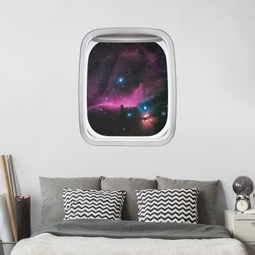3D Wandtattoo - Fenster Flugzeug Nebel des Orions