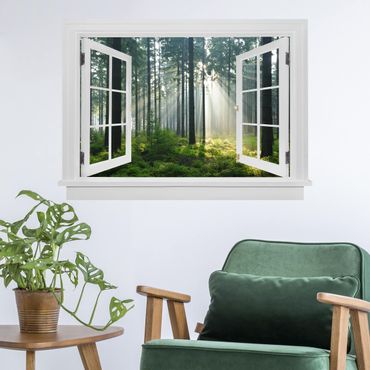 3D Wandtattoo - Offenes Fenster Enlightened Forest