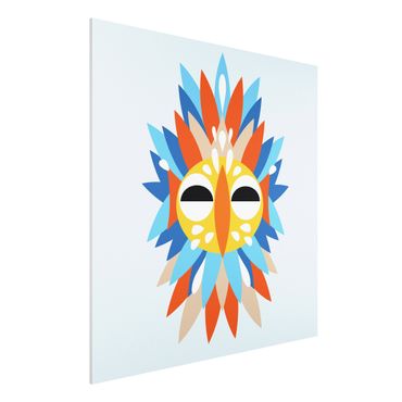 Forex Fine Art Print - Collage Ethno Maske - Papagei - Quadrat 1:1