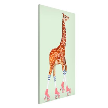 Magnettafel - Jonas Loose - Giraffe mit Rollschuhen - Memoboard Hochformat 4:3