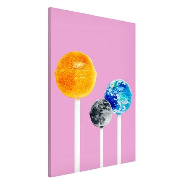Magnettafel - Jonas Loose - Lollipops mit Planeten - Memoboard Hochformat 3:2