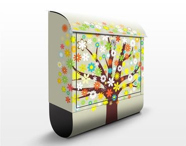 Wandbriefkasten - Blumenbaum - Briefkasten Bunt