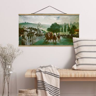 Stoffbild mit Posterleisten - Edouard Manet - Pferderennen - Querformat 2:1