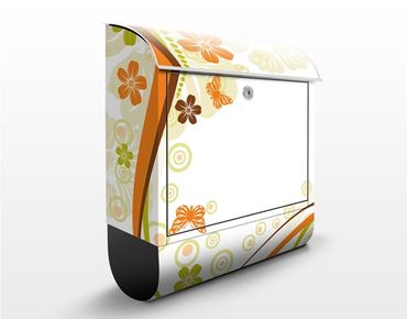 Briefkasten mit Zeitungsfach - October - Blumen Orange