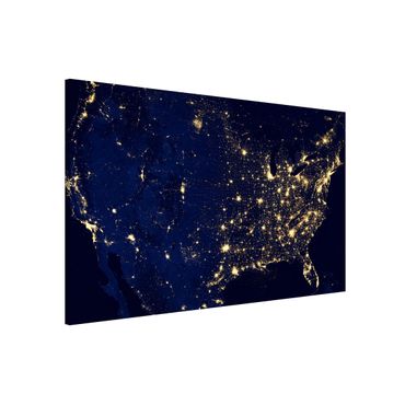 Magnettafel - NASA Fotografie USA von oben bei Nacht - Hochformat 3:2