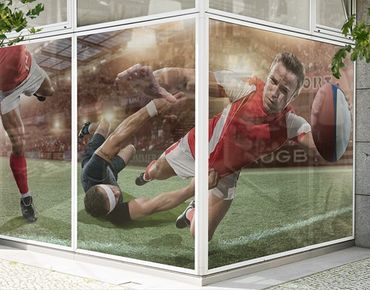 Fensterfolie - XXL Fensterbild Rugby In Motion - Fenster Sichtschutz