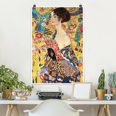 Poster - Gustav Klimt - Dame mit Fächer - Hochformat 3:2