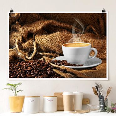 Poster - Kaffee am Morgen - Querformat 2:3